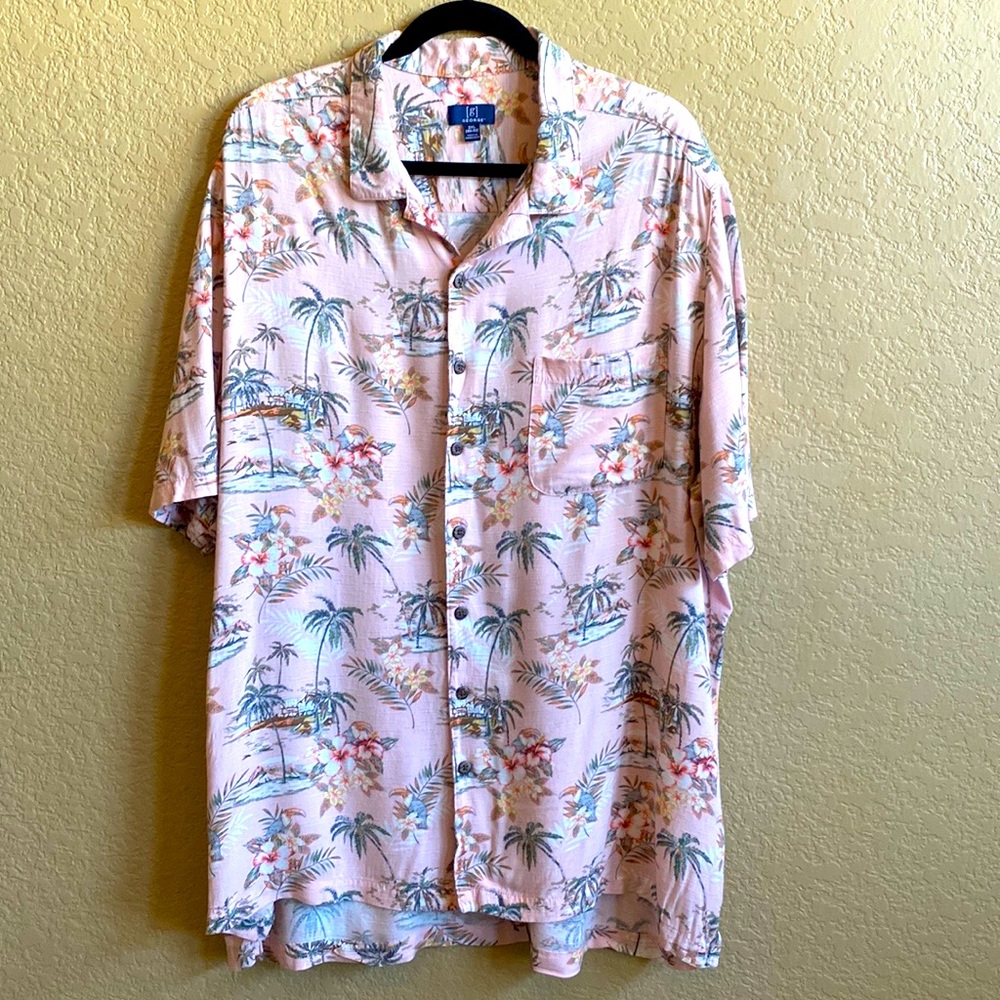George Men's Short Sleeve Tropical Print Shirt-size 2XL (50-52)